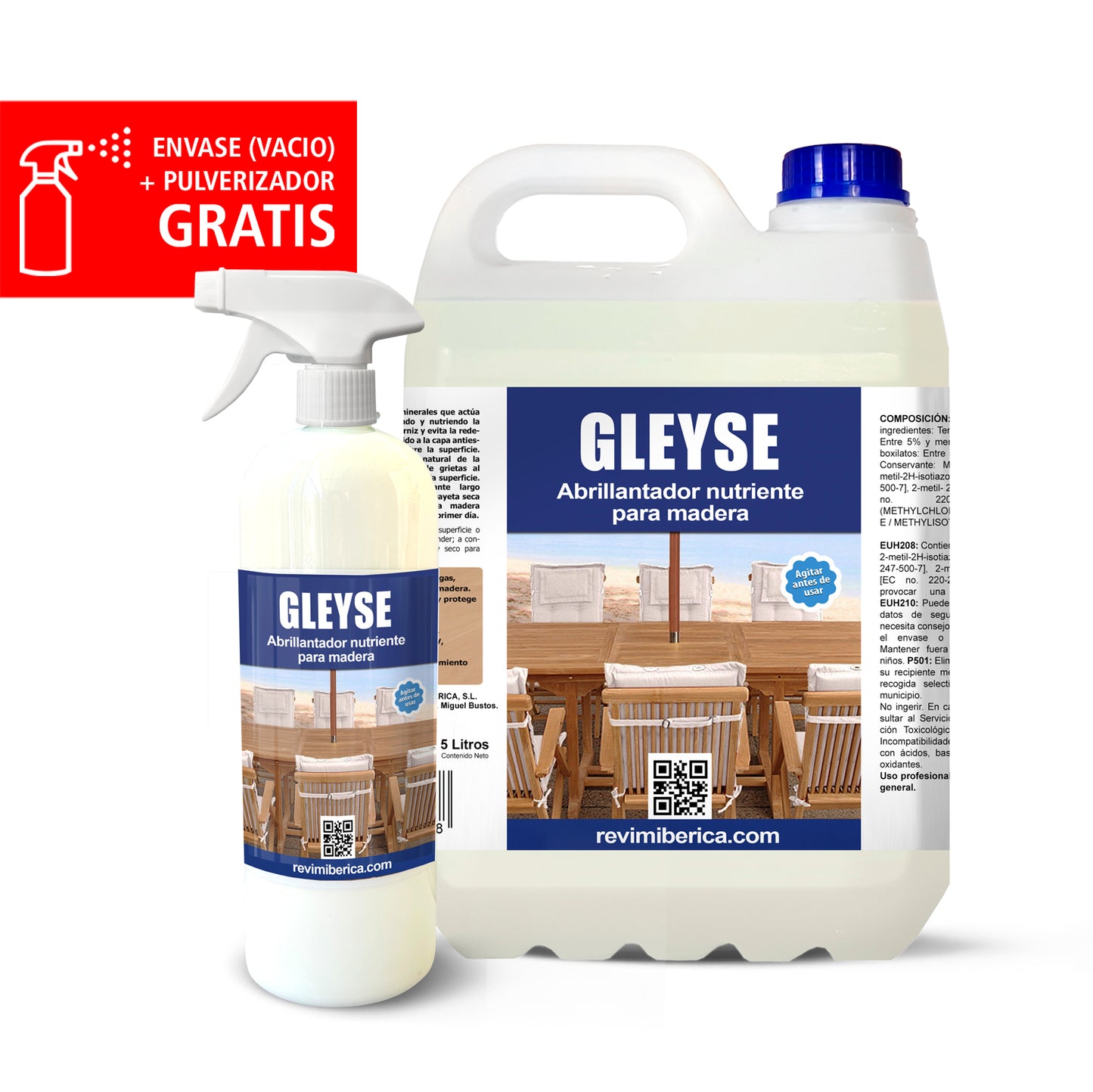 Abrillantador nutriente GLEYSE para madera AMPER, limpia, protege y realza el brillo natural.