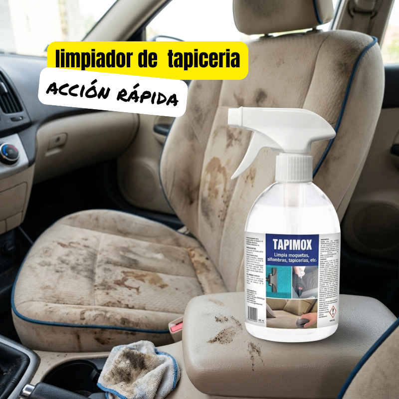 TAPIMOX - Limpia tapicerías, moquetas, alfombras para coches- Eliminador de suciedad en tejidos y techos