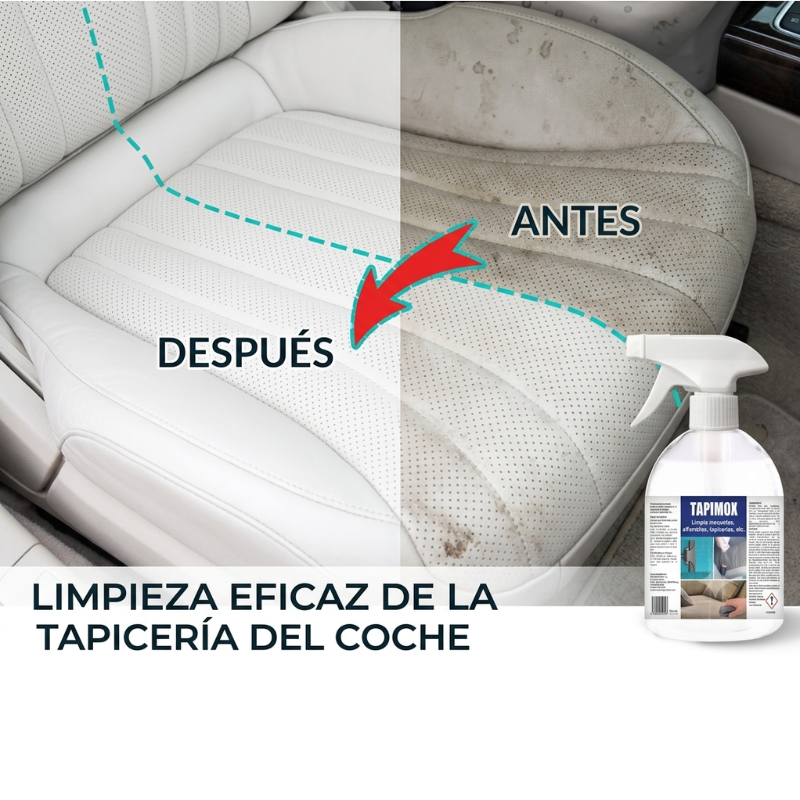TAPIMOX - Limpia tapicerías, moquetas, alfombras para coches- Eliminador de suciedad en tejidos y techos