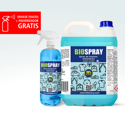  BIO SPRAY, el limpiador multiusos profesional con bioalcohol. Limpia todo tipo de superficies y tejidos sin dejar marcas. Secado rápido, sin aclarado.

