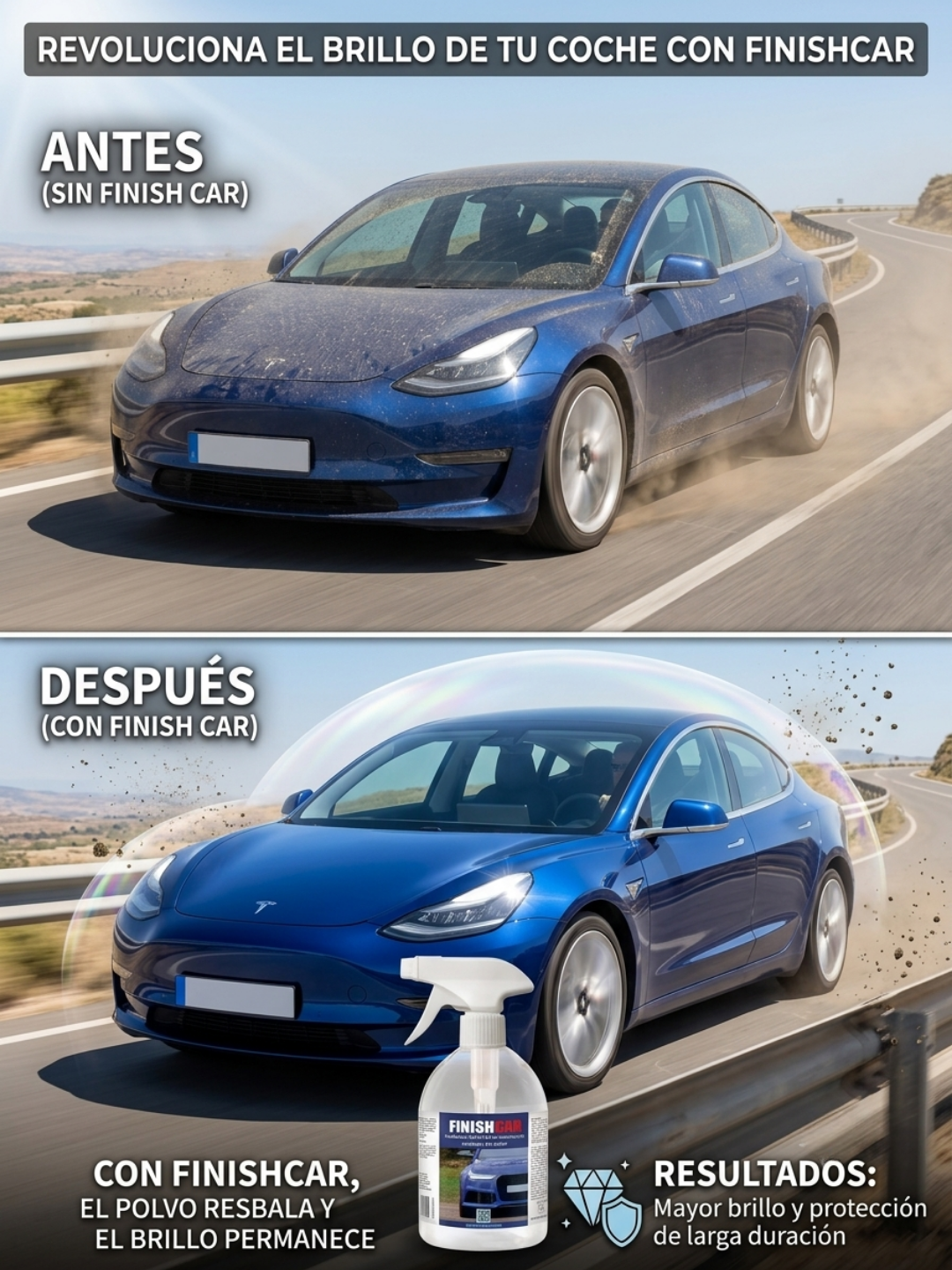 COCHE CON PROTECCION DE FINISHCAR RESBALA POLVO Y EL BRILLO PERMANECE DURANTE MAS TIEMPO