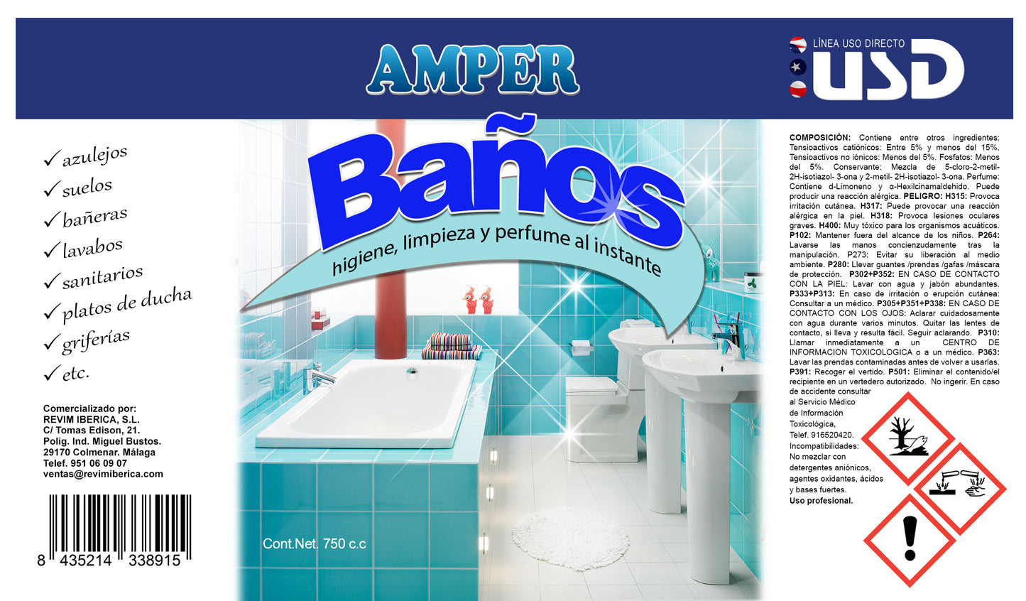 Limpiador Multiusos para Baños. Fragancia Fresca y muy agradable