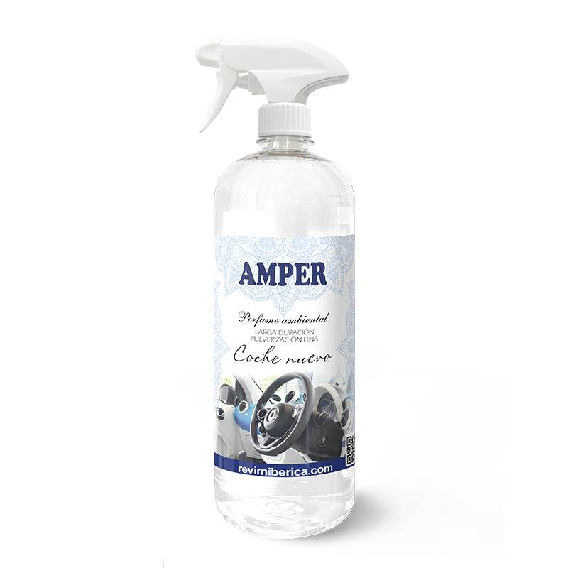 Ambientador aroma a COCHE NUEVO. Elimina malos olores en el vehículo. Concentrado, permanente. AMPER COCHE NUEVO