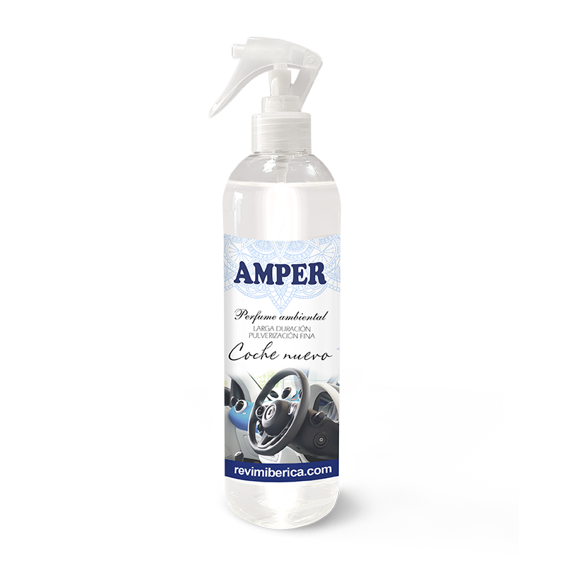 Ambientador aroma a COCHE NUEVO. Elimina malos olores en el vehículo. Concentrado, permanente. AMPER COCHE NUEVO