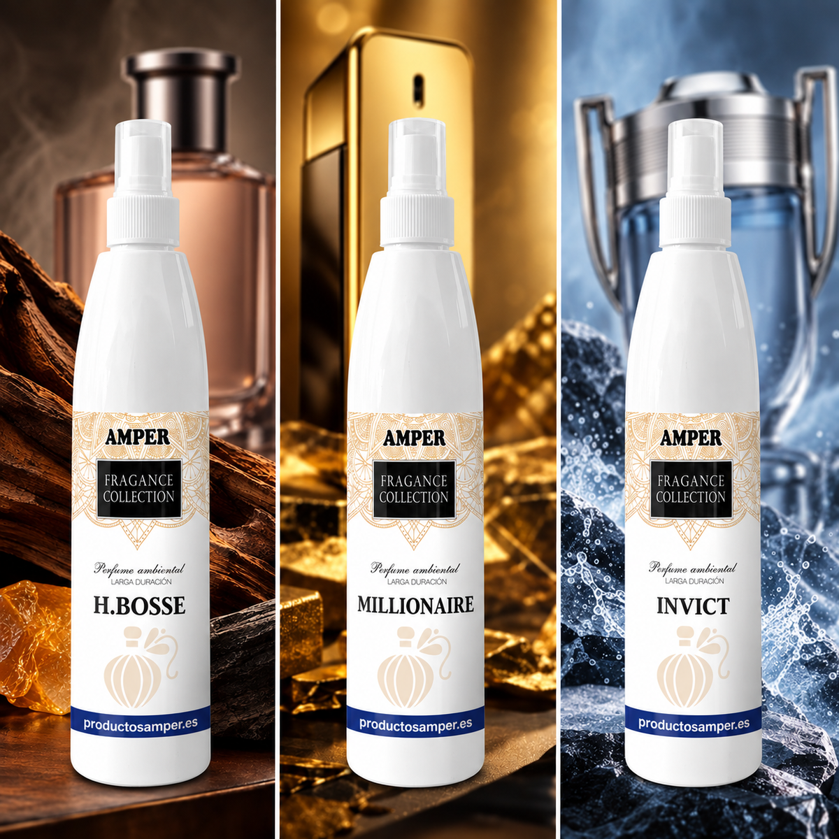 Pack ambientadores con esencia de perfumería| Tres aromas profesionales para perfumar tus espacios con personalidad y larga duración.