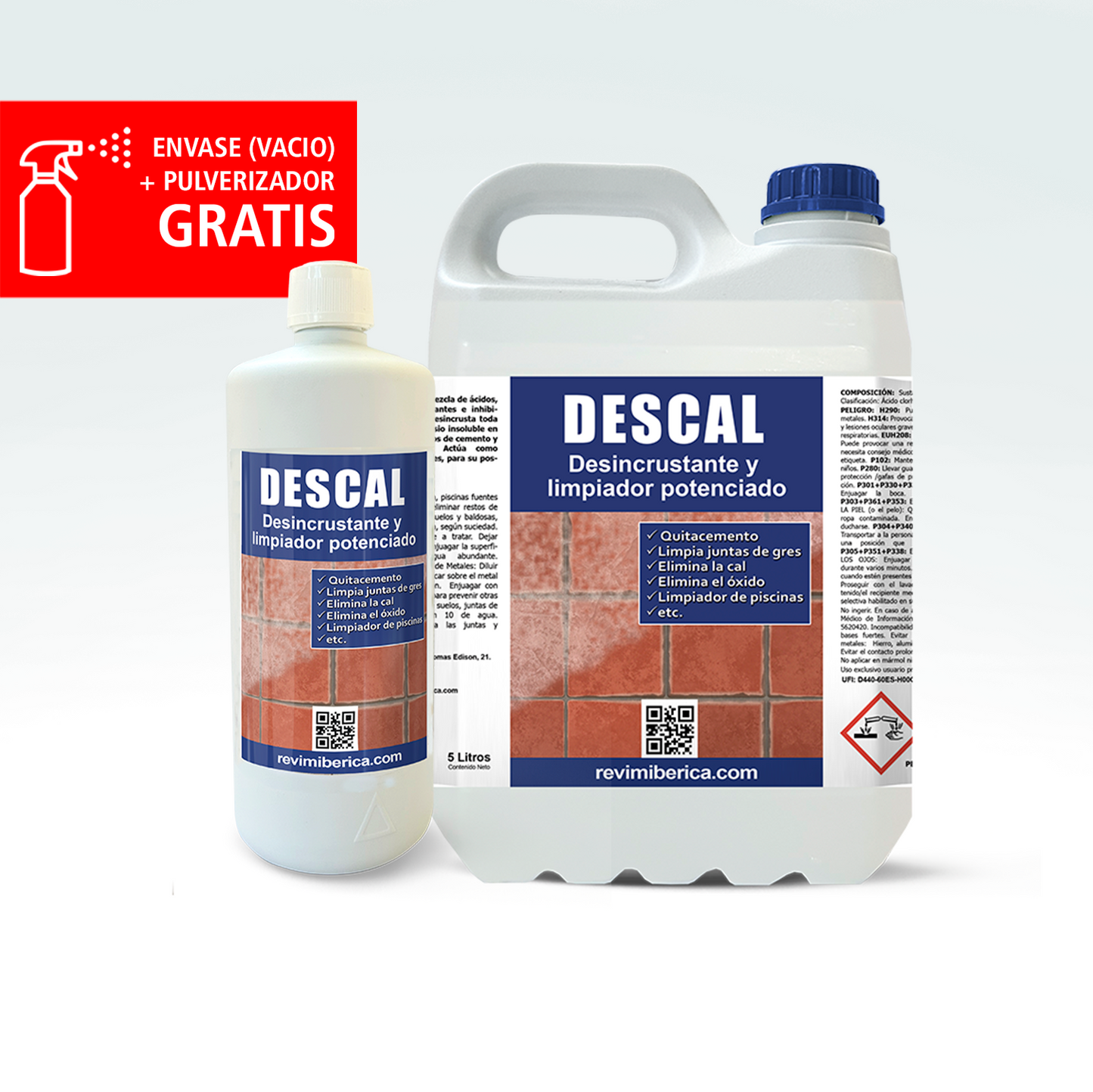 Elimina cemento, salitre, óxido y suciedad post-obra con DESCAL. Quitacemento profesional para piedra natural, gres, fachadas y terrazas. No daña juntas ni acabados.

