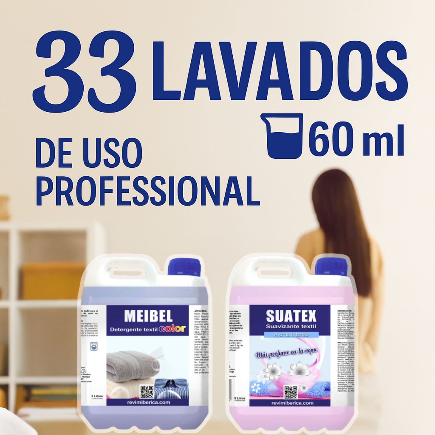 Pack Lavandería DUO: Detergente Ropa Color MEIBEL + Suavizante SUATEX Aroma Intenso