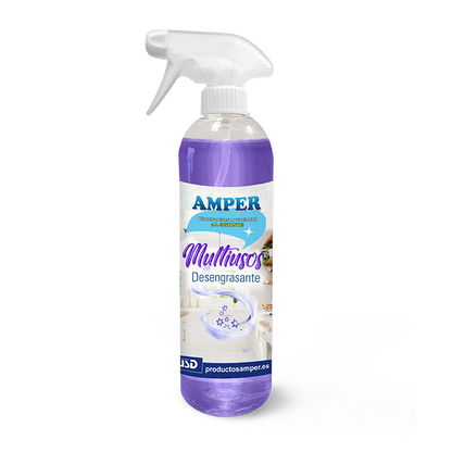 Desengrasante Multiusos AMPER 500 ml. Disuelve grasa y suciedad en cocina, horno o campana sin dañar las manos ni las superficies.