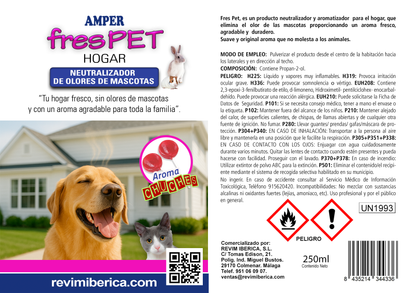 Neutralizador de olores de mascotas FresPET Hogar en spray para perros, gatos, conejos y hámsters