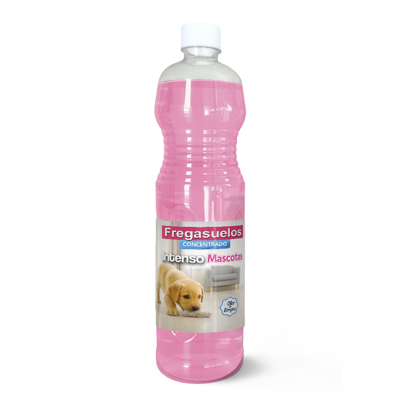 Fregasuelos concentrado AMPER Mascotas 1L, aroma floral y pH neutro. Limpieza profunda y segura para suelos donde conviven animales.
