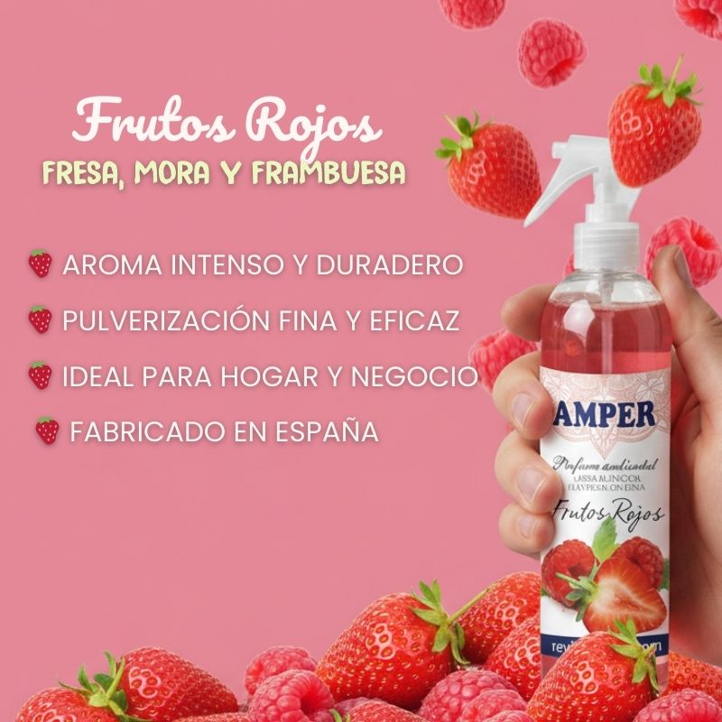 Ambientador aroma FRUTOS ROJOS | Aroma dulce y revitalizante. Concentrado, permanente. FRUTOS ROJOS