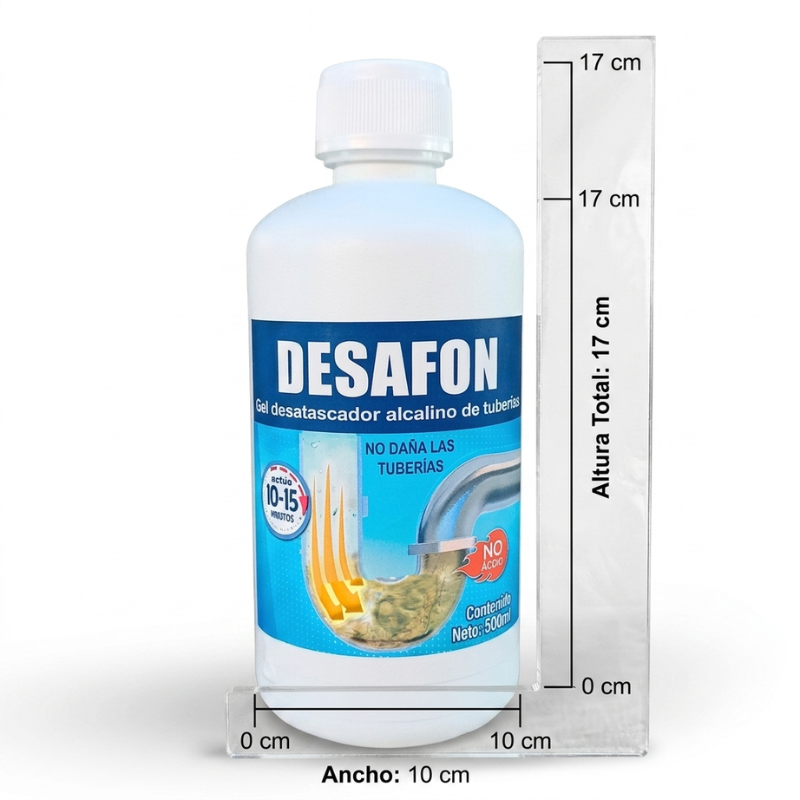 DESAFON Gel desatascador de tuberías – Eliminador rápido de atascos para cocina y baño - Desatasca fregaderos y tuberías sin dañarlas– Gel potente para eliminar atascos difíciles en el hogar