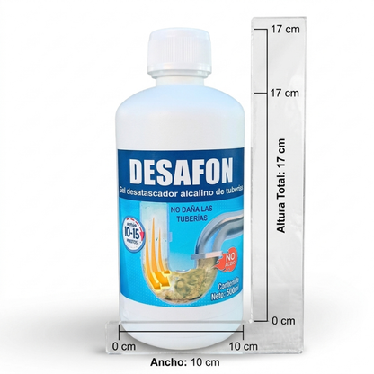 DESAFON Gel desatascador de tuberías – Eliminador rápido de atascos para cocina y baño - Desatasca fregaderos y tuberías sin dañarlas– Gel potente para eliminar atascos difíciles en el hogar