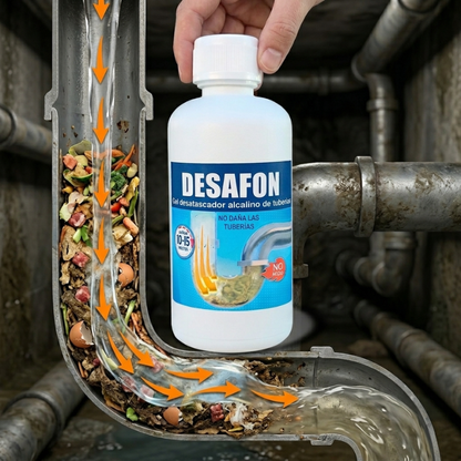 DESAFON Gel desatascador de tuberías – Eliminador rápido de atascos para cocina y baño - Desatasca fregaderos y tuberías sin dañarlas– Gel potente para eliminar atascos difíciles en el hogar