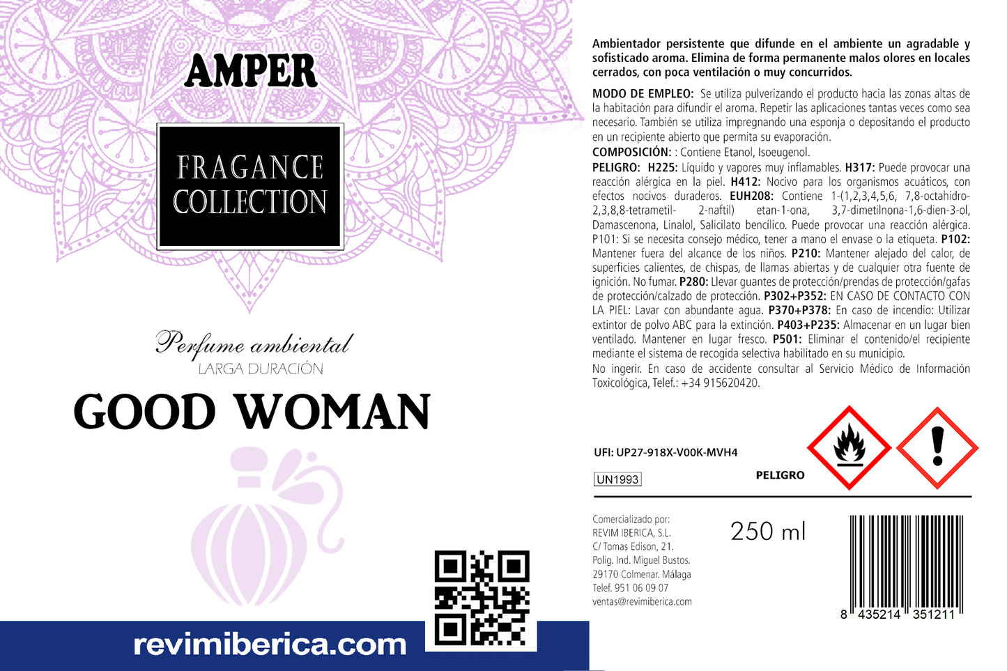 Amper Good Woman. Perfume Ambiental Alta calidad (250 ml)