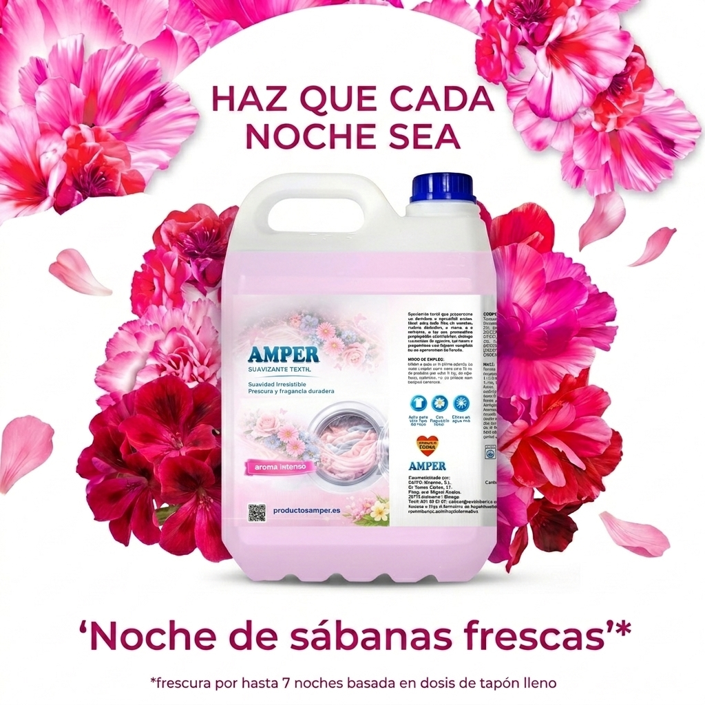 Pack detergente ropa color + suavizante 5L – Limpieza y aroma duradero | AMPER