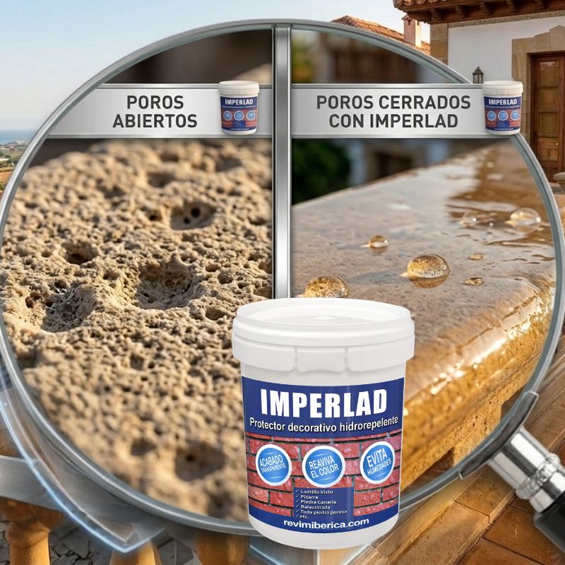 IMPERLAD – Impermeabilizante transparente  | Protector Hidrorrepelente | Transparente para Ladrillo y Fachadas | Resistente al calor, viento y frío extremo.