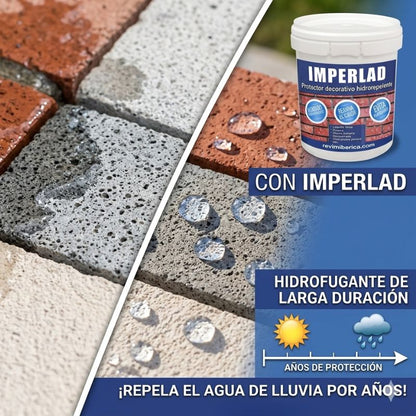 IMPERLAD – Impermeabilizante transparente  | Protector Hidrorrepelente | Transparente para Ladrillo y Fachadas | Resistente al calor, viento y frío extremo.