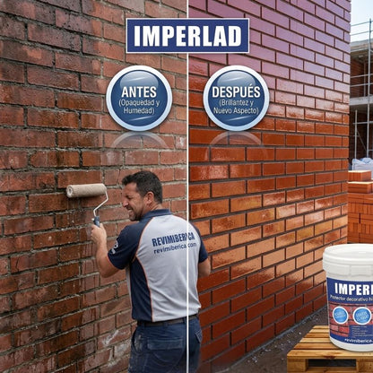IMPERLAD – Impermeabilizante transparente  | Protector Hidrorrepelente | Transparente para Ladrillo y Fachadas | Resistente al calor, viento y frío extremo.