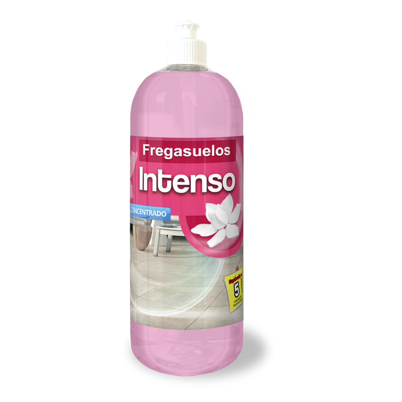 Fregasuelos INTENSO AMPER, limpieza profesional con aroma floral intenso y duradero.
