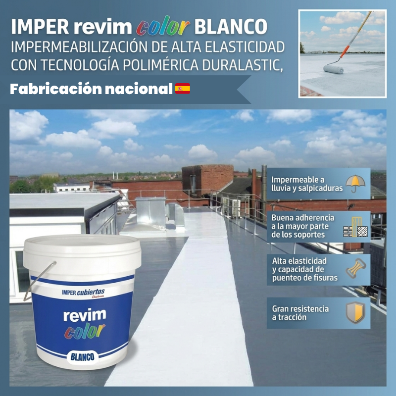 Imper Cubiertas Blanca – Pintura de 5kg Caucho Acrílico Impermeabilizante para Terrazas, Cubiertas y Azoteas