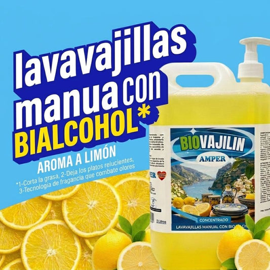 Lavavajillas BIO con aroma a limón – Concentrado con bioalcohol, dosificador y alto rendimiento