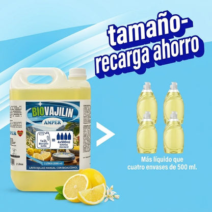 Lavavajillas BIO con aroma a limón – Concentrado con bioalcohol, dosificador y alto rendimiento