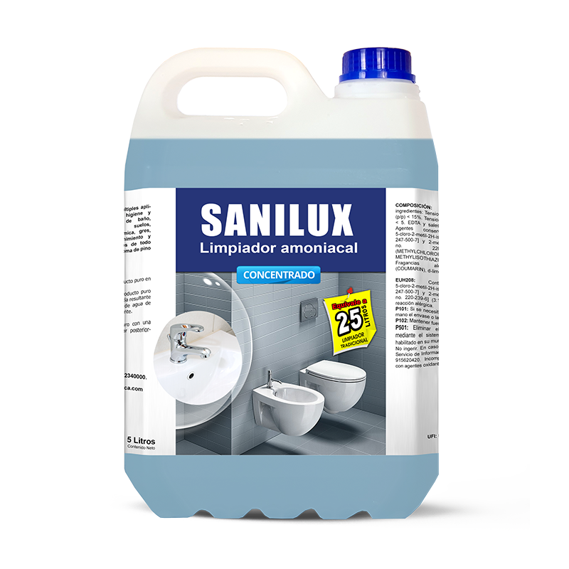 SANILUX | Limpiador Amoniacal Concentrado. Higiene diaria y desinfección profesional para baños