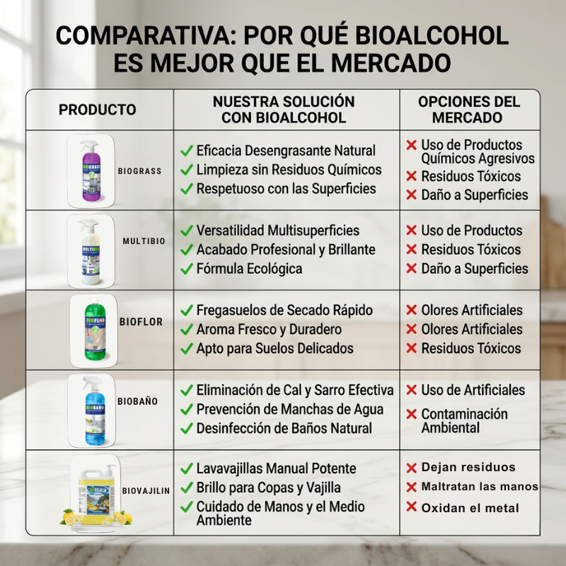 Limpieza eficaz en múltiples superficies.