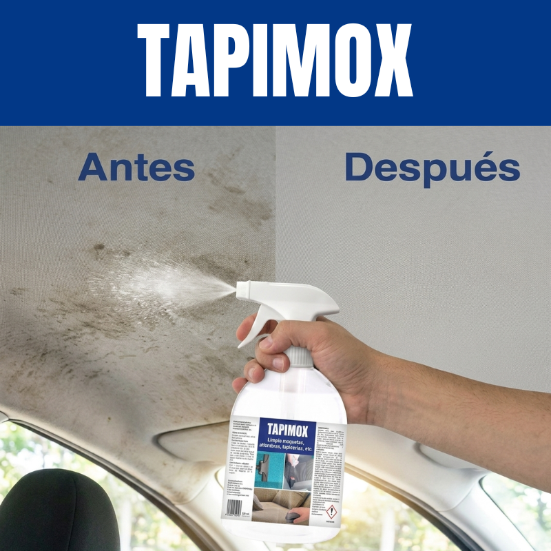 TAPIMOX - Limpia tapicerías, moquetas, alfombras para coches- Eliminador de suciedad en tejidos y techos
