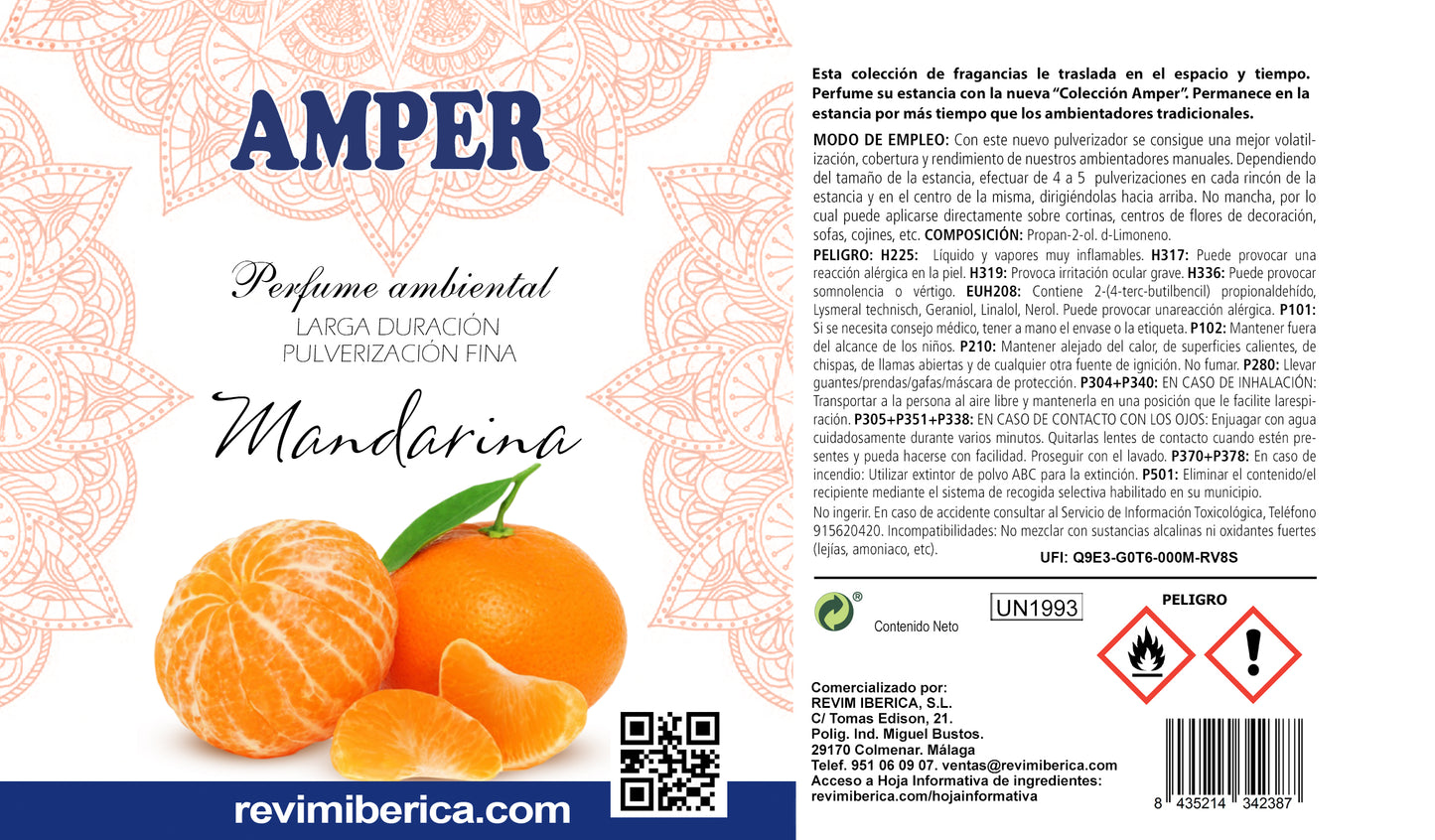 Ambientador de Mandarina AMPER | Aroma cítrico revitalizante