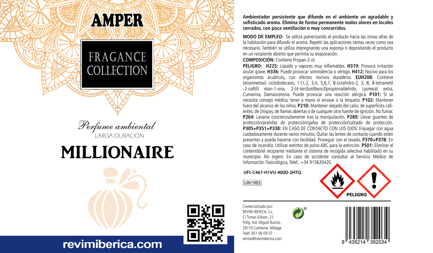 Amper UN MILLÓN. Perfume Ambiental Alta calidad  (250 ml)