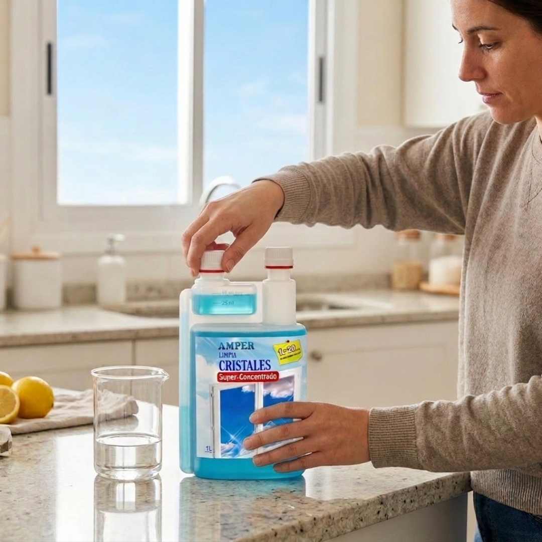 Limpiacristales Superconcentrado Profesional con Envase Dosificador para Diluciones Precisas | Limpia, Desengrasa y Abrillanta Cristales y Espejos