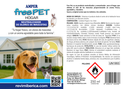 Neutralizador de olores de mascotas FresPET Hogar en spray para perros, gatos, conejos y hámsters