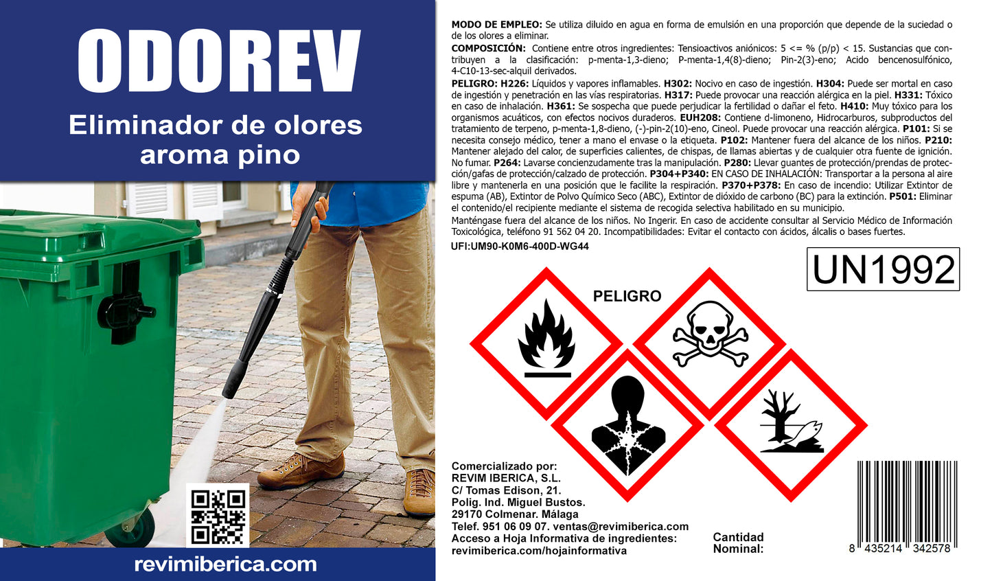 Eliminador de Olores Tuberías, Bajantes, Desagües y Fosa Séptica Eco-Solvent | ODOREV