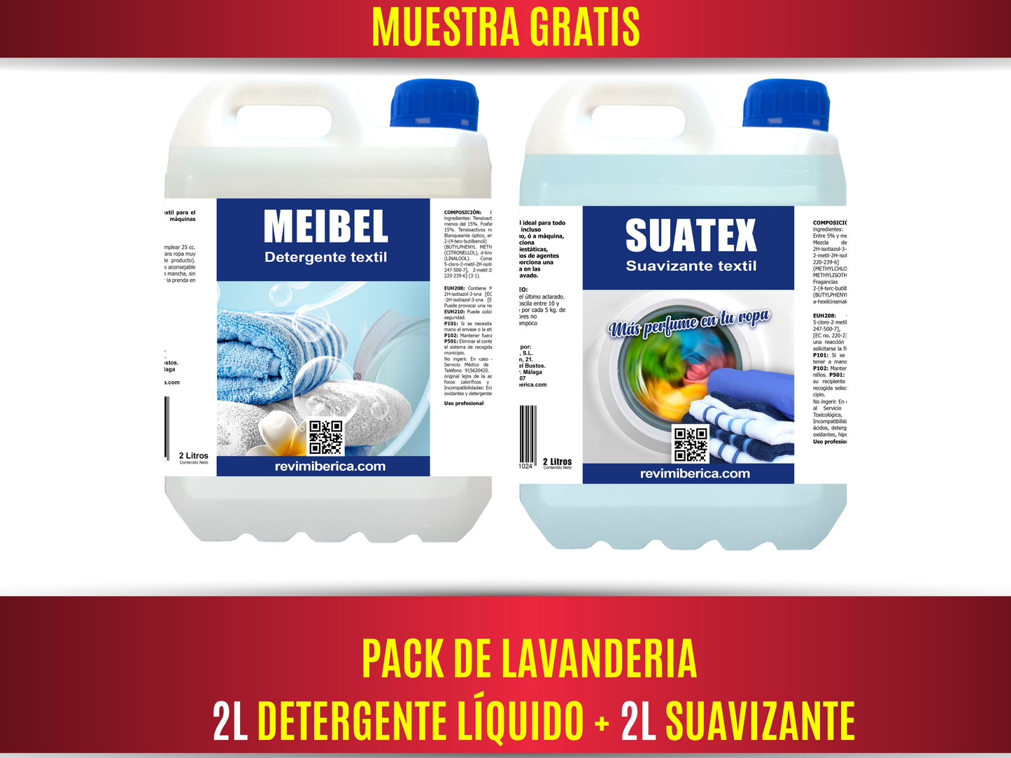 Pack Lavandería Dúo MEIBEL 2L + 2L | Detergente Líquido y Suavizante Profesional para Ropa Limpia y Suave