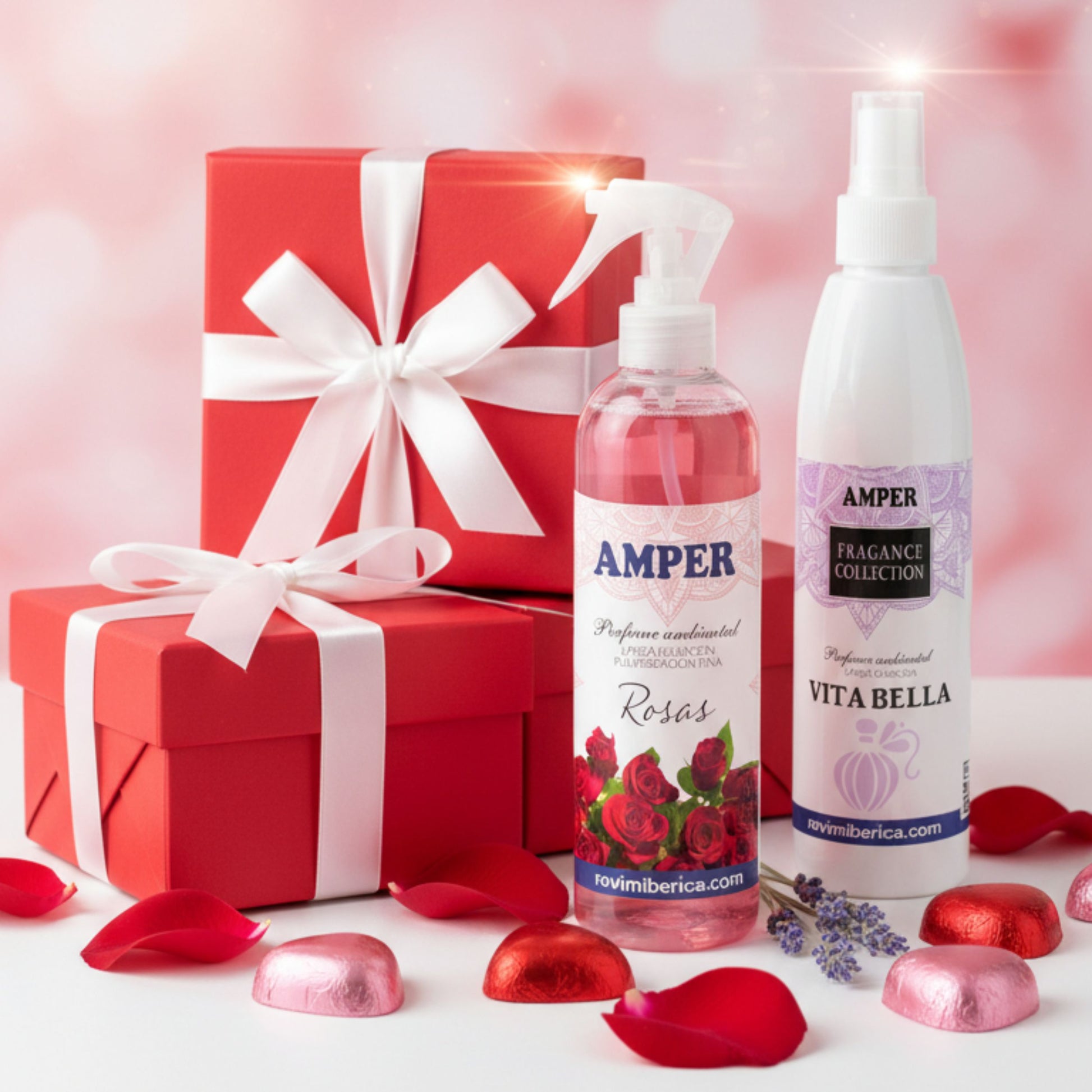 Pack regalo San Valentín con ambientadores AMPER y perfume ambiental para el hogar