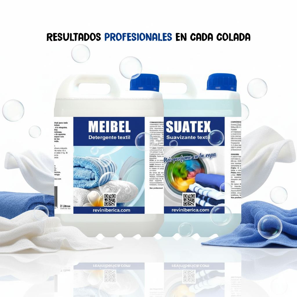 Pack Lavandería Dúo MEIBEL 2L + 2L | Detergente Líquido y Suavizante Profesional para Ropa Limpia y Suave