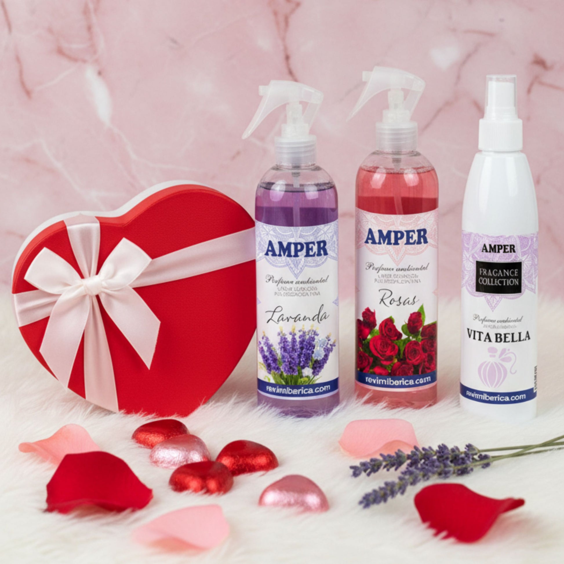 Pack regalo San Valentín con ambientadores AMPER y perfume ambiental para el hogar