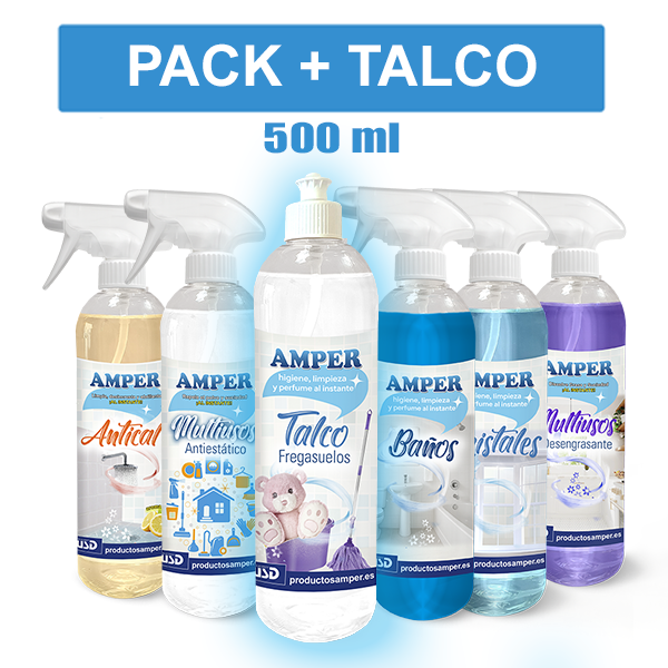 pack de limpieza AMPER marsella 500 ml con fregasuelos aroma jabón clásico.