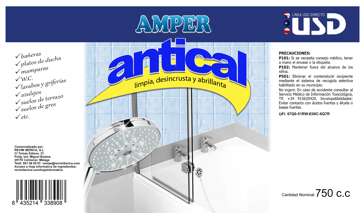 Antical AMPER – Limpieza profunda y brillo para baños y grifería
