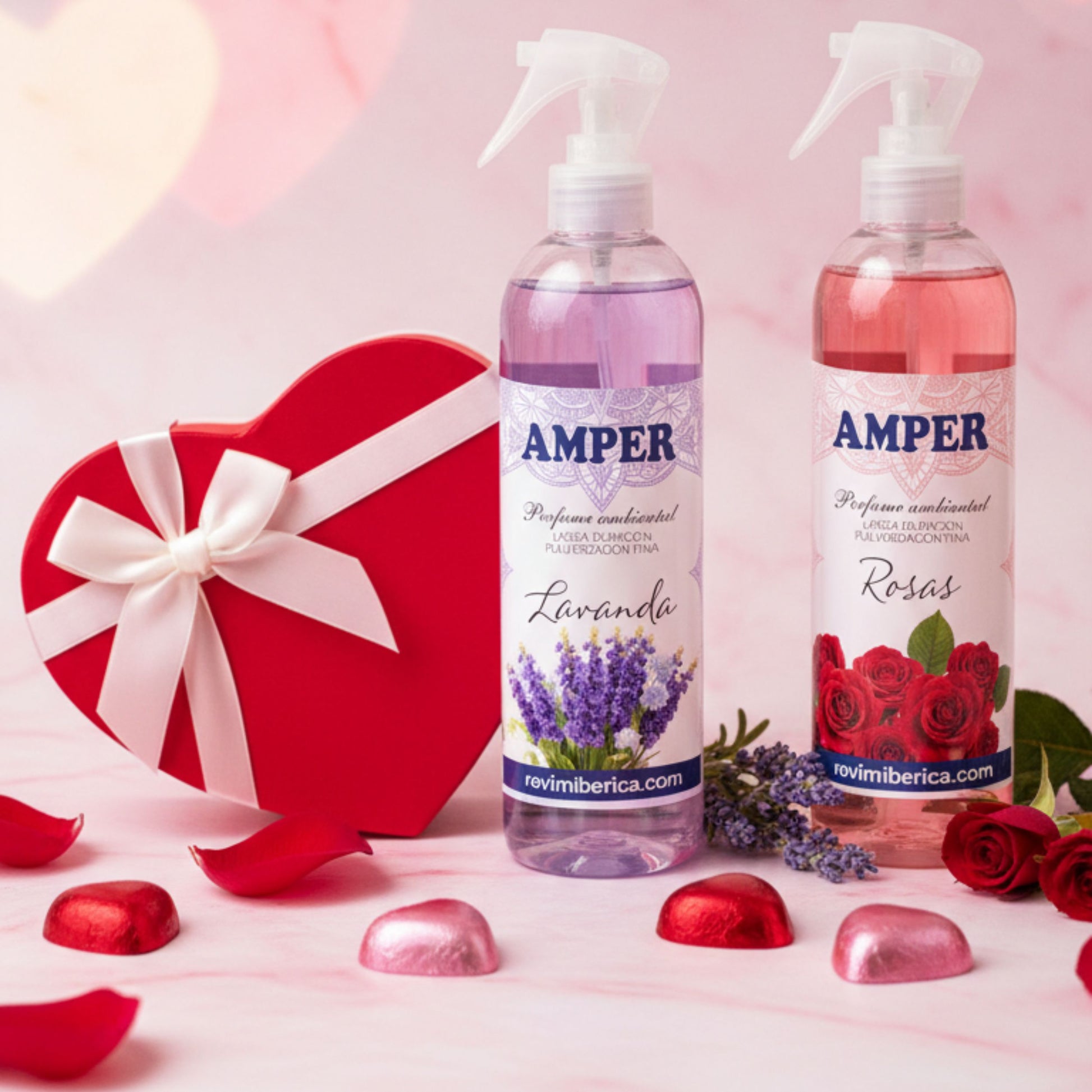Pack regalo San Valentín con ambientadores AMPER y perfume ambiental para el hogar
