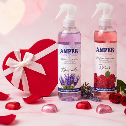 Pack regalo San Valentín con ambientadores AMPER y perfume ambiental para el hogar
