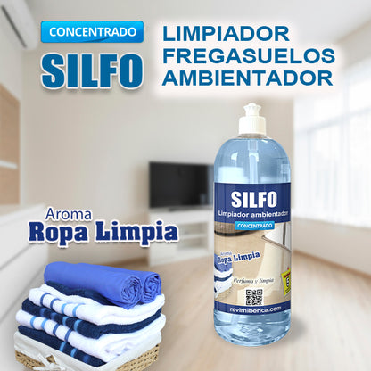 Limpiador ambientador SILFO Ropa Limpia de AMPER, limpieza profunda con aroma fresco y duradero.