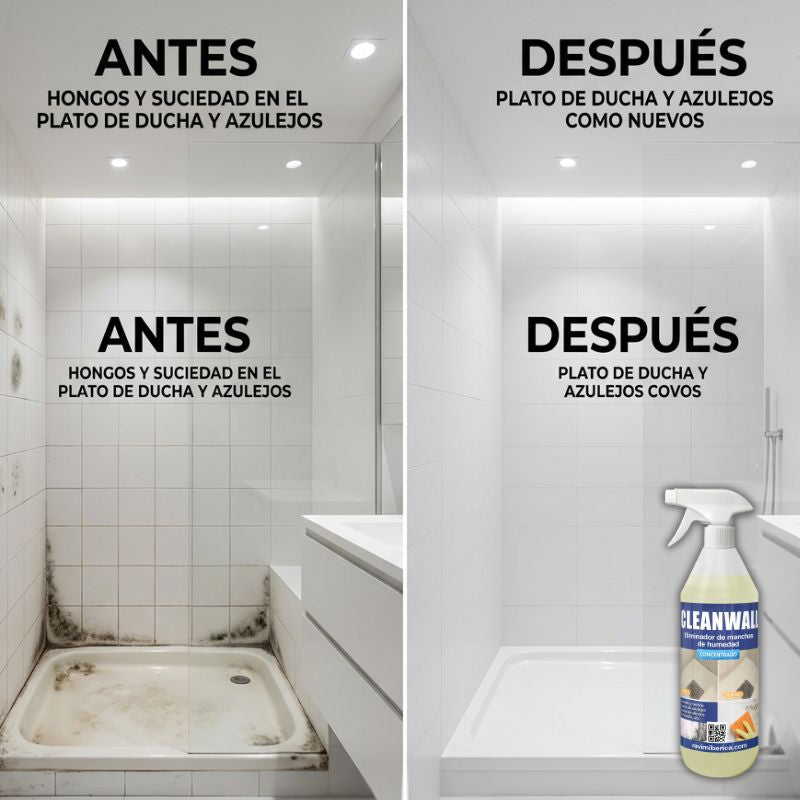 CLEAN WALL - Eliminador de manchas de humedad y hongos - Especial moho en Baños.