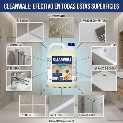 CLEAN WALL - Eliminador de manchas de humedad y hongos - Especial moho en Baños.