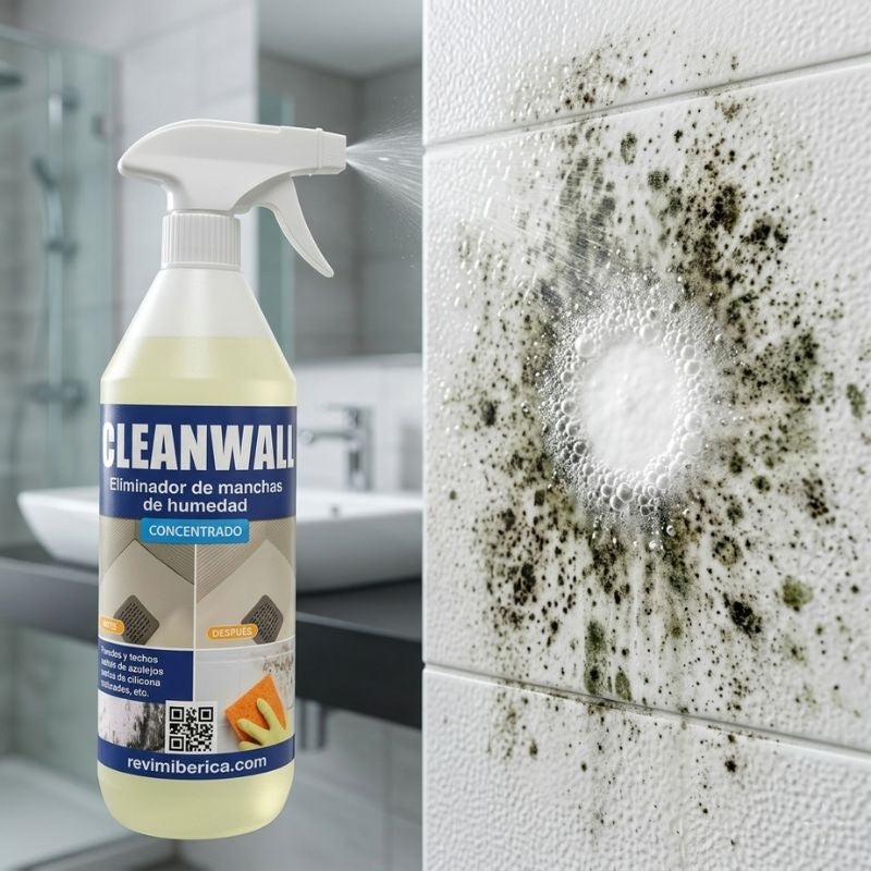 CLEAN WALL - Eliminador de manchas de humedad y hongos - Especial moho en Baños.