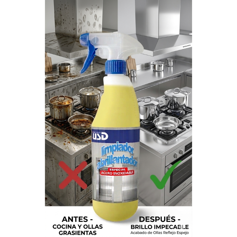 Limpiador abrillantador de acero inoxidable – Limpia, protege y elimina huellas (uso profesional)
