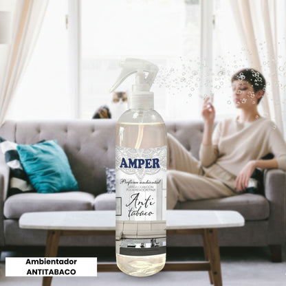 Ambientador Anti Tabaco AMPER | Neutraliza olores de nicotina en casa y coche