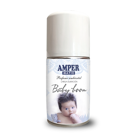 Ambientador en aerosol AMPER MATIC aroma Baby Boom de 250 ml para difusor automático